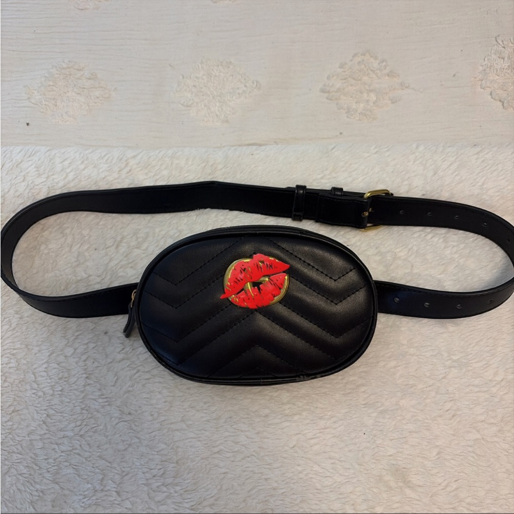 Black Belt Bag with GG emblem